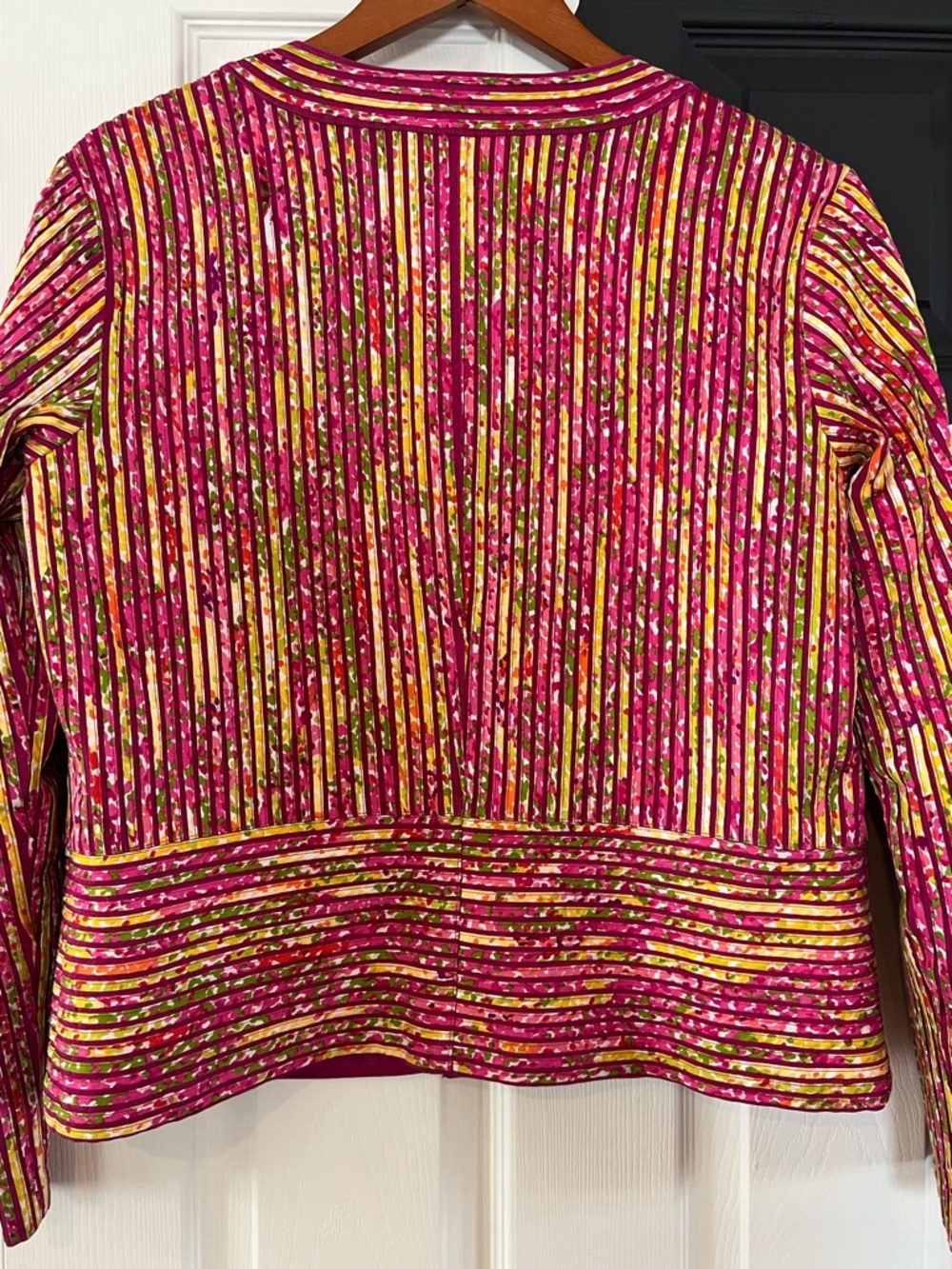 Chico's Fuchsia Multi-Striped Button Jacket - Picture 4 of 8
